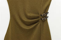 Vestido midi de sarga sin mangas con temperamento de moda para Mujer - details 3