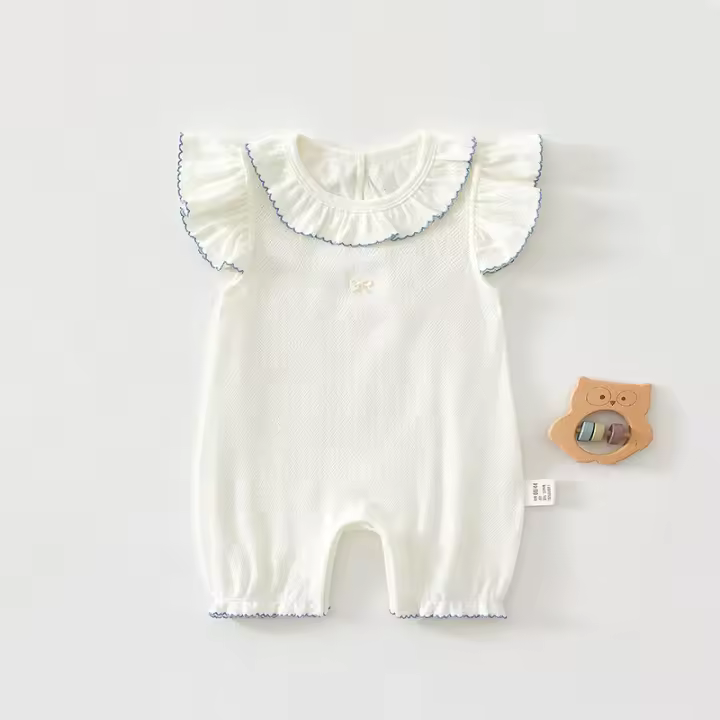 Conjunto de Ropa de Bebé de Verano de Algodón Puro Mono Tipo A para Niñas Ropa de Escalada Delgada - 1