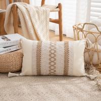 Funda de almohada bohemia de lino y algodón para decoración del hogar, funda de almohada nórdica de 45CM, funda de cojín con borlas estilo INS para sala de estar/oficina - details 8