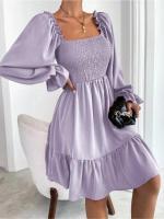 Elegante Vestido de Manga Larga para Mujer Color Sólido, con Volantes, Alta Calidad y Lujo Diseñador - details 18