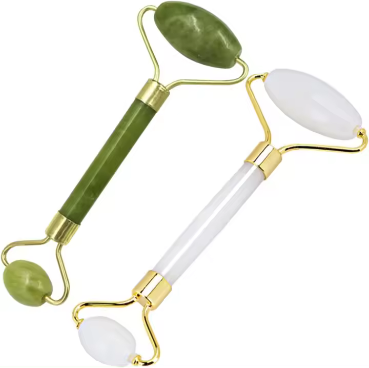 minkissy Rodillo de masaje facial de 2 piezas, herramientas de masaje facial, juego de herramientas de jade Gua Sha, rodillo facial, herramienta de raspado Guasha, rodillo de jade, herramienta de - 1