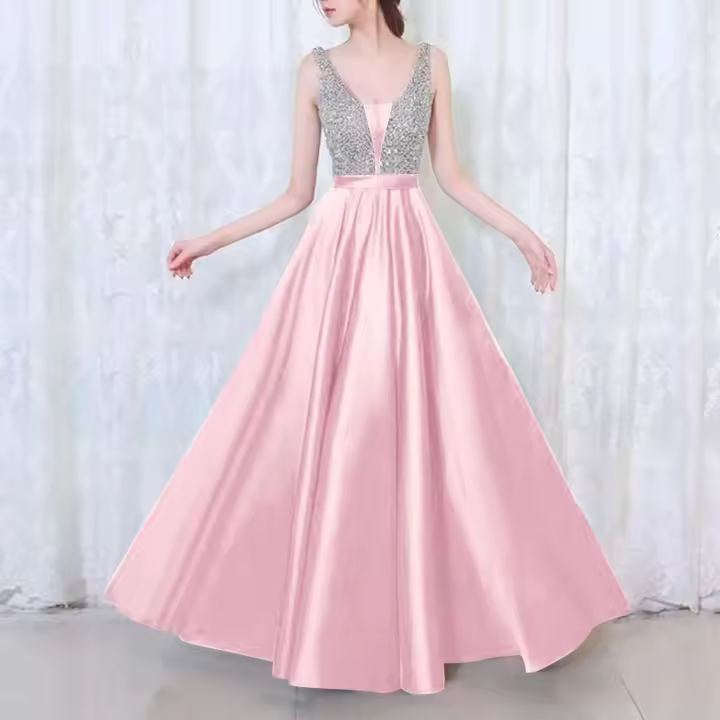 Elegante Vestido de Noche de Secuencia Corte Alto y Vibrante para Mujeres - 1