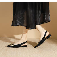 Zapatos a cuadros de tacón bajo con hebilla de metal poco profundos estilo francés nuevo para mujer - details 11