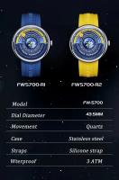 Reloj Astronómico MARK FAIRWHALE Dial de Tierra 3D, Diseño de Orbita Solar, Manos Luminosas, Correa de Silicona Azul, Lujo Casual - details 11