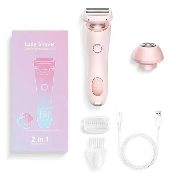 Depiladora eléctrica 2 en 1 para mujer, afeitadoras faciales para Bikini, maquinillas de afeitar para axilas, piernas, recortadora corporal para mujer - 1