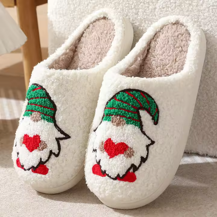 Zapatillas de algodón de ciervos navideños de invierno - 1
