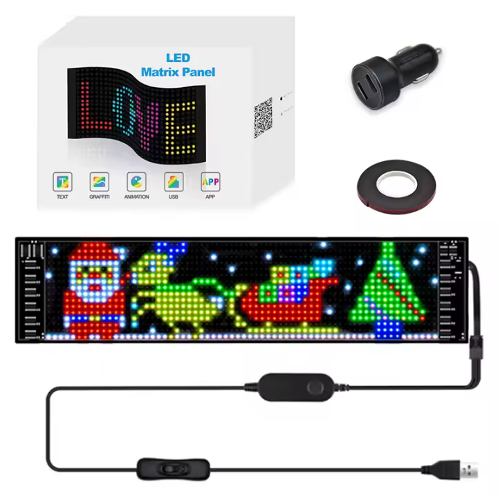 Panel de píxeles de matriz LED, señales LED de publicidad brillantes de desplazamiento, señal LED Flexible USB de 5V, Control por aplicación Bluetooth para coche, tienda - 1