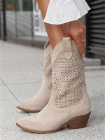 Nuevo producto botines de mujer de gamuza quemada con tacón medio y caña baja estilo marina - details 0