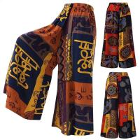 Pantalones de pierna ancha de estilo étnico para mujer, pantalones de Yoga Harem gitano Hippie tailandés bohemio con corte fruncido en la cintura - details 0