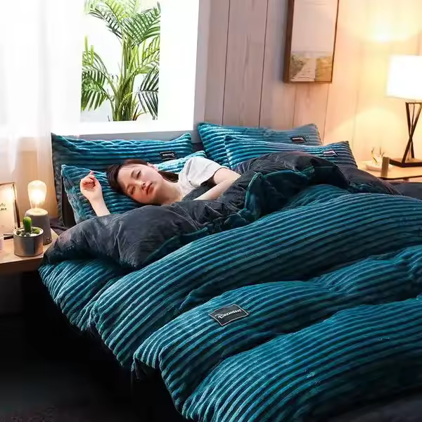 Funda de Edredón de Terciopelo Sólido Espeso para Invierno Conjunto de Ropa de Cama Doble Cubierta de Edredón Twin Queen King Comforter 220*240 - 1