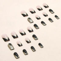 Uñas postizas cuadradas negras brillantes, ultra flexibles para una comodidad duradera, decoración de manos, arte de uñas - details 4