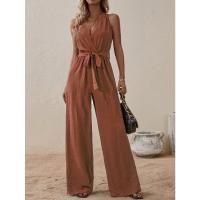 2025 Nuevo Mono Halter Estilo Europeo Y Americano Nueva Llegada Con Cordones De Cintura Alta Mono Sin Mangas Moda Conjunto Casual - details 13