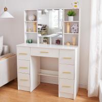 Iluminación LED ajustable Espejo de mesa de belleza con 7 cajones cómodos Diseño blanco - details 1