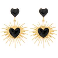 Pendientes colgantes de esmalte de Metal para mujer, corazón de amor geométrico, novedad de 2024, joyería de fiesta moderna - details 7