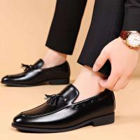 Zapatos de cuero rellenos de pus informales de negocios formales para hombres de estilo diseñador, zapatos de fiesta de boda - details 4