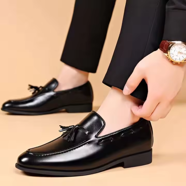 Zapatos de cuero rellenos de pus informales de negocios formales para hombres de estilo diseñador, zapatos de fiesta de boda - 1