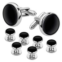 Gemelos con pasadores para camisas de frac, 2 pares de gemelos y 6 alfileres para bodas de negocios - details 0