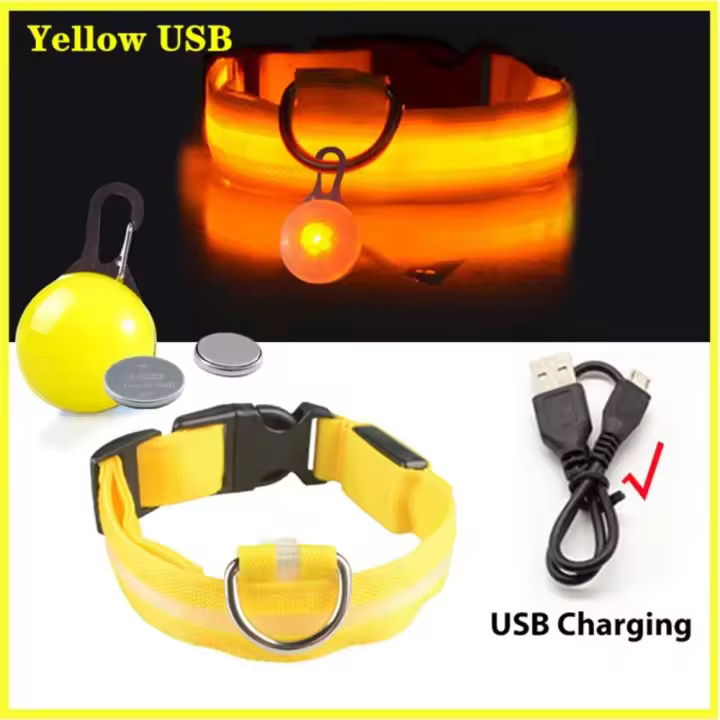 Collar de lujo con colgante intermitente para perro, Collar de seguridad luminoso desmontable ajustable, prevención de pérdida USB, LED, gato - 1
