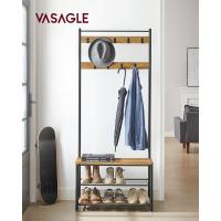 Perchero con Estante para Zapatos, Mueble de Entrada con Banco, 3 en 1, Marco de Acero, para Entrada y Pasillo, 32 x 70 x 177 cm, Estilo Industrial, Marrón Castaño y Negro HSR041B41 - details 1