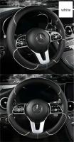 Funda de volante de coche con línea de costura de cuero completo, antideslizante tridimensional, sencilla y moderna. Adecuado para decoración de coches. - details 10