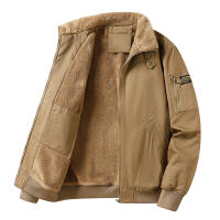 Abrigos de estilo Retro para hombre, Parkas gruesas de lana para exteriores, abrigo con cuello abatible, chaquetas de traje de vuelo sólidas a prueba de viento, invierno, nuevo - details 1