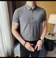 Polo de manga corta bordado de malla transpirable de verano para hombre, camiseta informal de negocios con solapa y media cremallera, - details 45