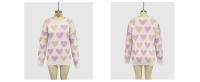 Suéter de punto para el día de San Valentín para mujer - Jersey de manga larga con cuello redondo y diseño de perlas y corazones, prendas de punto informales y acogedoras para invierno - details 9