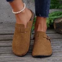 Zuecos de corcho 2025 para mujer, zapatos de moda de cuero cómodo tipo patata con soporte de arco, pantuflas de playa para interiores y exteriores - details 4