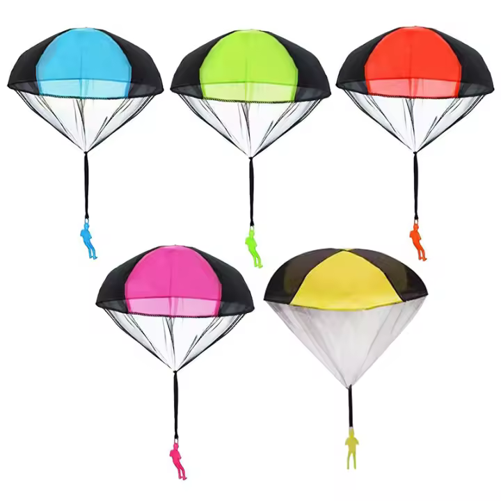 5 piezas de paracaídas para lanzar a mano, juego exterior colorido variado, mini paracaídas de mano, parque de primavera, suministros de juegos para padres e hijos, paracaídas volador divertido, escuela, educación física, accesorios para juegos de fiesta, - 1