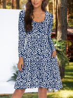 2025 nuevo vestido casual suelto con estampado floral y cuello en U de manga larga con bolsillo para mujer - details 1