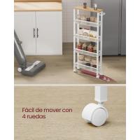 Carro de 4 Niveles, Carro Estrecho de Cocina con Ruedas, con Asa, para Espacio Reducido, 22 x 45,4 x 77 cm, para Cocina, Baño, Salón, Estudio, Marrón Rústico y Negro - details 46
