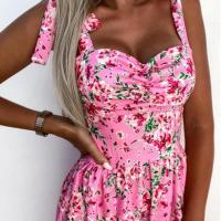 Vestido de verano sin mangas con estampado de flores de colores, vestido Midi con escote cuadrado, Espalda descubierta, ropa de vacaciones - details 10