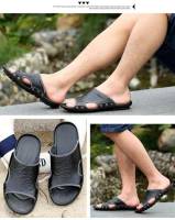 Sandalias de cuero para hombres Zapatillas de playa de verano Sandalias genuinas Zapatillas planas transpirables huecas Zapatillas casuales - details 8
