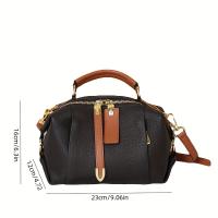 Bolso de mano elegante para mujer, bolso cruzado de cuero genuino, bolso cuadrado con contraste de color - details 5