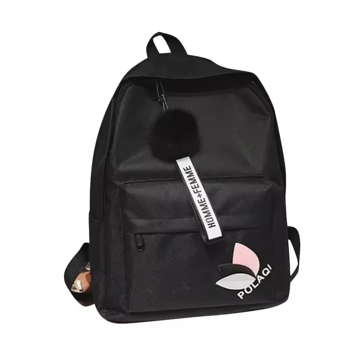 Mochila de gran capacidad con hojas impresas, mochila portátil de lona de Color sólido, mochila escolar para estudiantes con hojas impresas de estilo universitario - 1