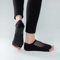 Nuevos calcetines de Yoga con punta abierta para mujer, calcetines antideslizantes de algodón para Pilates con cinco dedos, calcetines deportivos para Fitness, baile, Ballet, calcetín con superficie de malla - details 15
