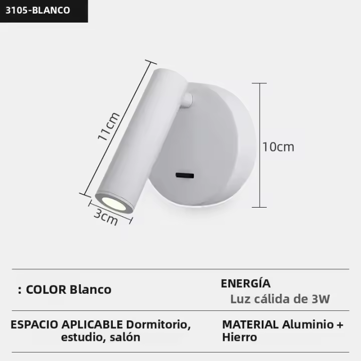 Lámpara De Pared LED Moderna giratoria y ajustable para lectura luz De noche para dormitorio Sala De estar estudio iluminación doméstica - 1