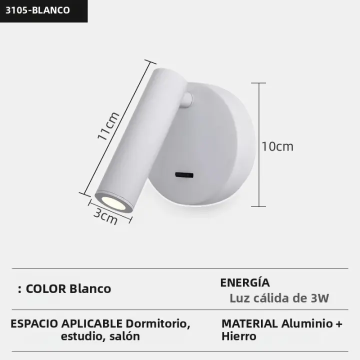 Lámpara De Pared LED Moderna giratoria y ajustable para lectura luz De noche para dormitorio Sala De estar estudio iluminación doméstica - 1