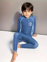 Traje de baño de una pieza para niños, con mangas largas para deportes acuáticos, protección solar y traje de neopreno - details 3