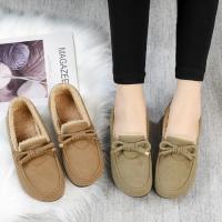 Botas de nieve cálidas para mujer, mocasines informales de felpa, antifrío, con Nudo de mariposa para exteriores, zapatos de algodón para invierno - details 6