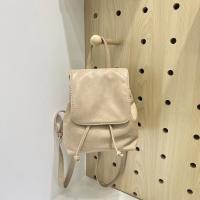 Mochila con solapa y cordón de cuero PU para mujer, bolso de hombro de gran capacidad a la moda, estilo coreano, Color sólido, para libros escolares - details 6