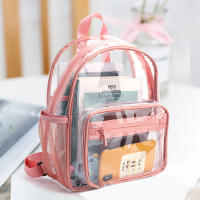 Bolso de hombro transparente impermeable para estudiantes, mochila escolar de PVC con cremallera bidireccional lisa, mochila de día para exteriores - details 1
