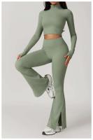 Conjunto de Yoga de Manga Larga Top de Correa Alta y Leggings Deportivos para Mujeres - details 35