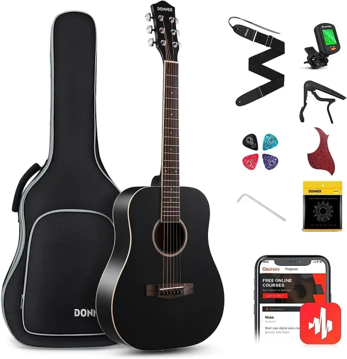 Guitarra Acústica de Adulto Guitarra Cutaway 4/4 Kit Dreadnought 41 Pulgadas de Principiante con Cuerde Afinador Cejilla Sunburst - 1