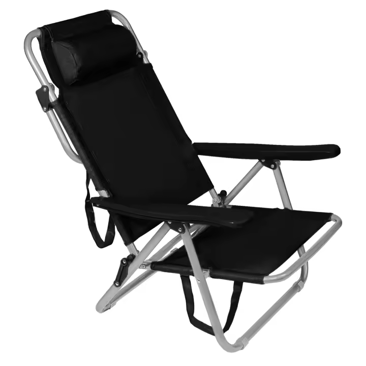 Sillas de Playa Plegables, Pack de Dos, Acero, Negro, 80x61x42 cm TLV-AM-BC02-BLACK 2X - 1
