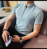 Polo de manga corta bordado de malla transpirable de verano para hombre, camiseta informal de negocios con solapa y media cremallera, - details 28