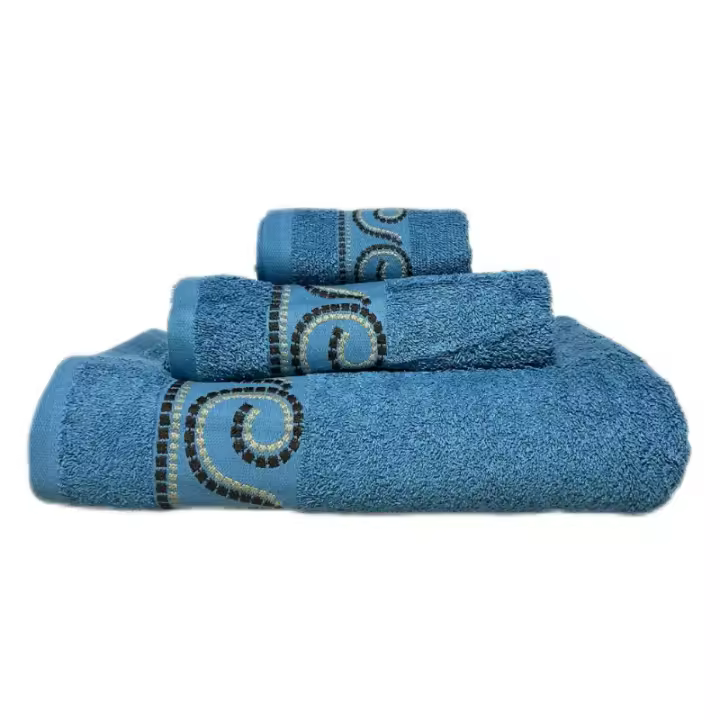 Juego de Toallas de Baño de Algodón 100% Set de 3 Piezas en Colores Variados - 1