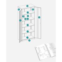 Armario de Garaje de 5 Estantes con 2 Puertas, Armario de Oficina, 40 x 80 x 180 cm, 1 Cerradura, Estantes Ajustables, Gabinete de Metal, Gris Mate OMC015G01 - details 41