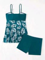 2025 Vestido corto Tankini con pantalones cortos traje de baño para mujer traje de baño femenino acolchado estampado traje de baño ropa de playa para nadar verano - details 13