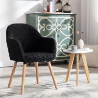 Silla de Comedor Estilo Vintage Juego de 1, Silla Cocina, Silla Nordica con Respaldo y Reposabrazos, Tela Pana, Estructura de Madera, Sillas para Tocador, Escritorio, Crema, EZS26cm-1 - details 39